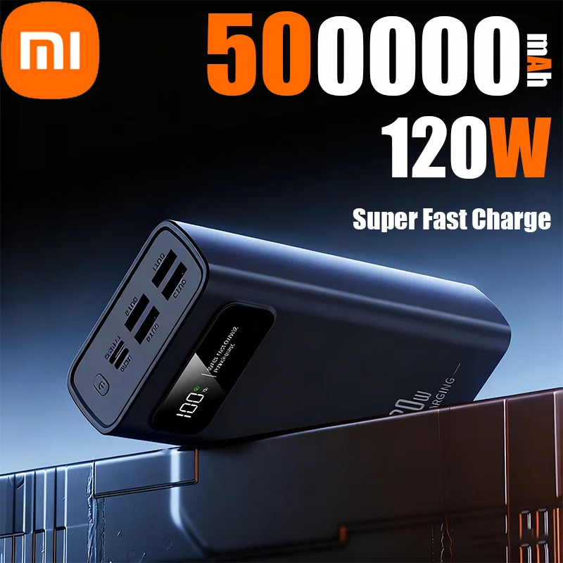 Xiaomi MIJIA 500000mAh 120W قوة البنك شحن سريع الطاقة المحمولة المحمولة سعة كبيرة شاشة ديجيتال بطارية خارجية ﻿