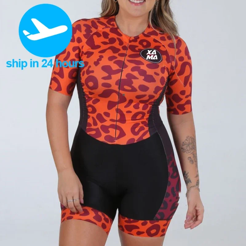 Riding little monkey woman summer short-sleeved XAMA brand overalls suit one-piece pro MTB triathlon