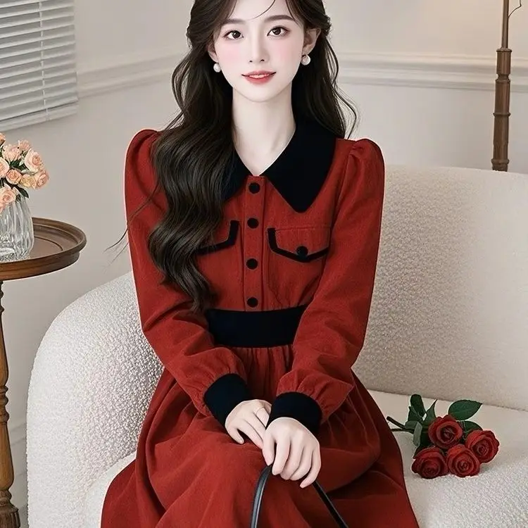 Vestido de fiesta de estilo francés Otoño Invierno nuevo cuello vuelto vestidos de punto para mujer vestido ceñido elegante de manga larga para mujer C152