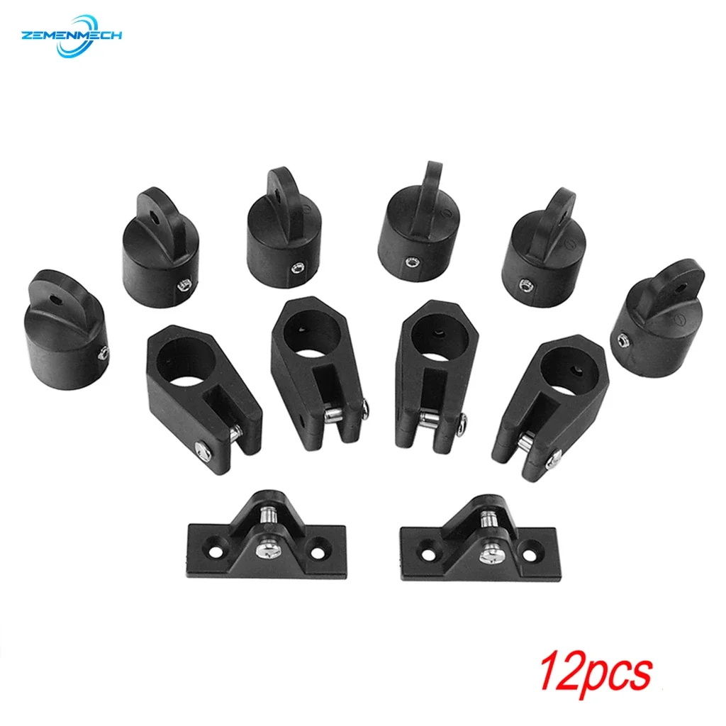 12PCS Marine Hardware Black Nylon Sliding Sleeve Sliding Cap Mountain Seat Fits Bimini Boat Accessories Yacht Rail Fitting Canoe