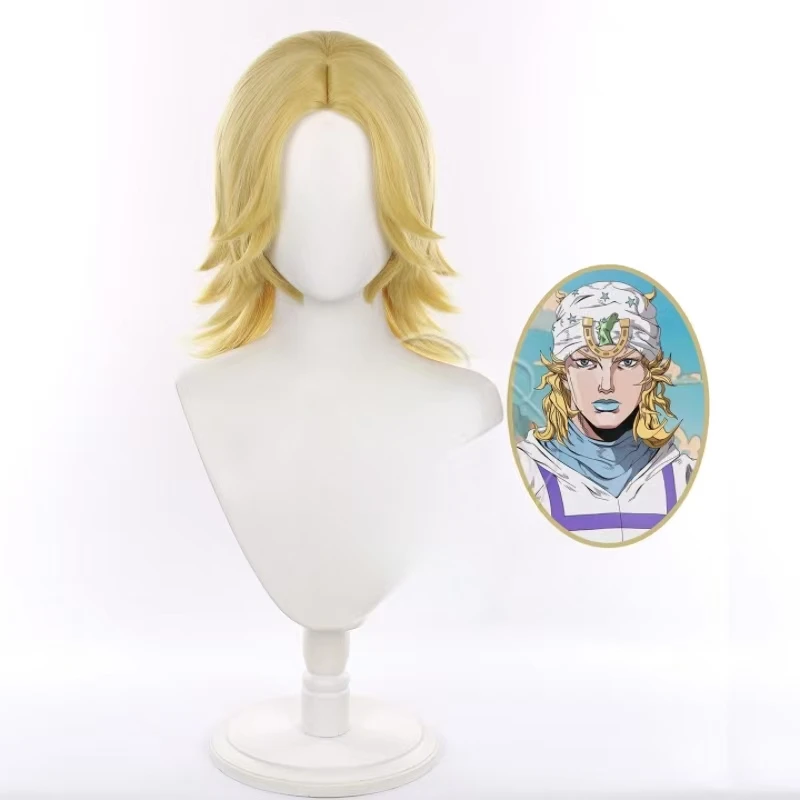 Anime Character Johnny Joestar Cosplay Wig Simulated Scalp Top Rose Net Heat Resistant Synthetic Fiber Halloween Party Wig