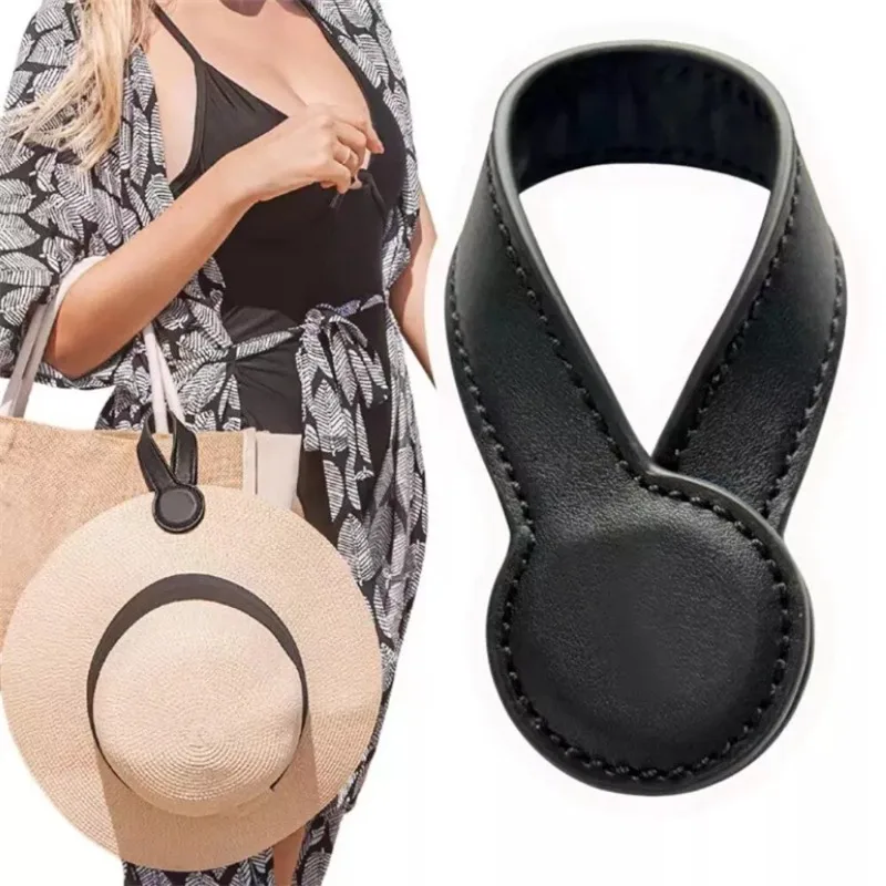 For Multi-purpose Pu Leather Magnetic Hat Clip Strong Magnetic Round Organizer Clip Travel Bag Charms Luggage Accessories
