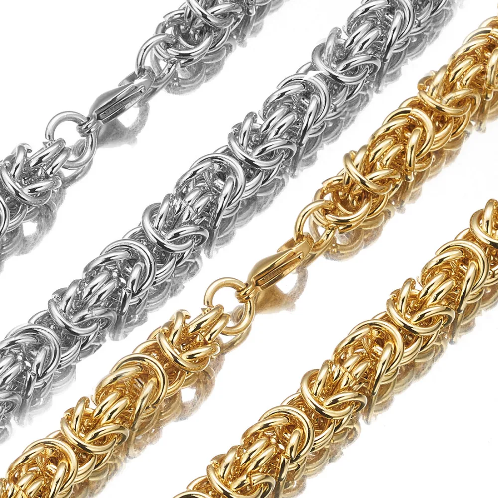 

6/8/10mm Punk Siver Gold Color Stainless Steel Byzantine Link Chain Necklace for Women Men Vintage Fashion Jewelry Gifts