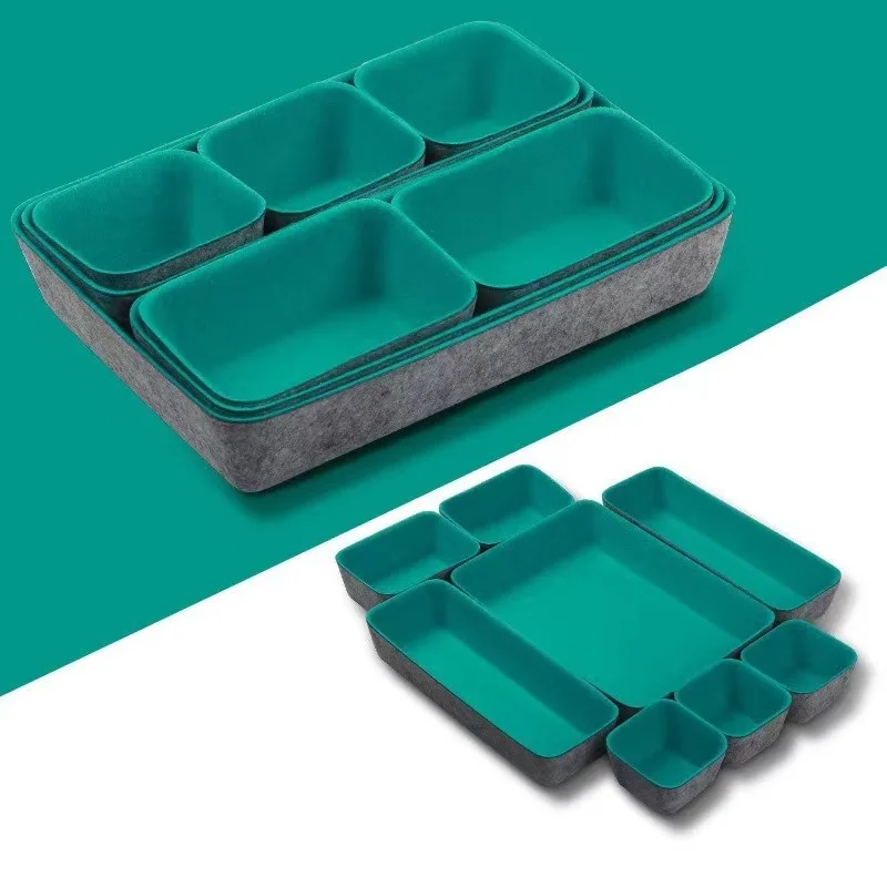 

8-Piece Felt Drawer Storage Box Set Desktop Integrated Snack Organizer Home Storage Solution
