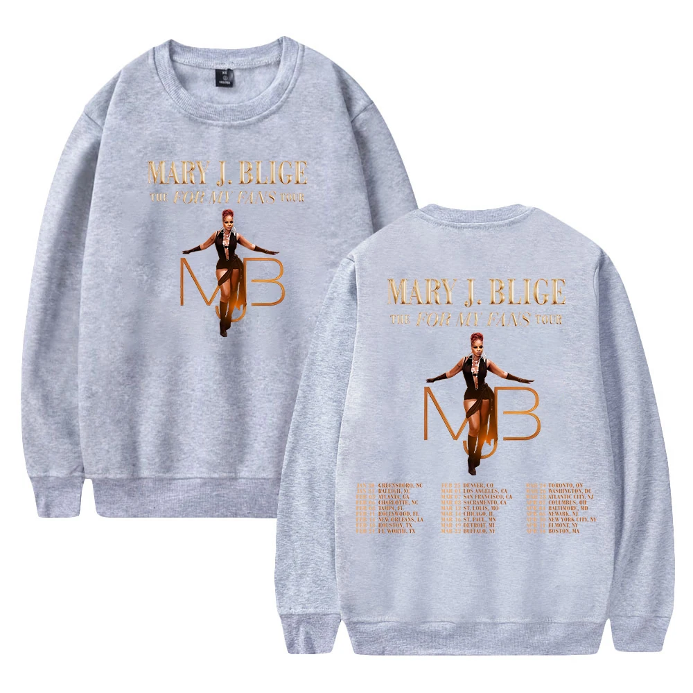 Mary J Blige The For My Fans Tour 2025 Merch Уличная одежда с круглым вырезом и длинными рукавами для мужчин и женщин Толстовка Модные наряды