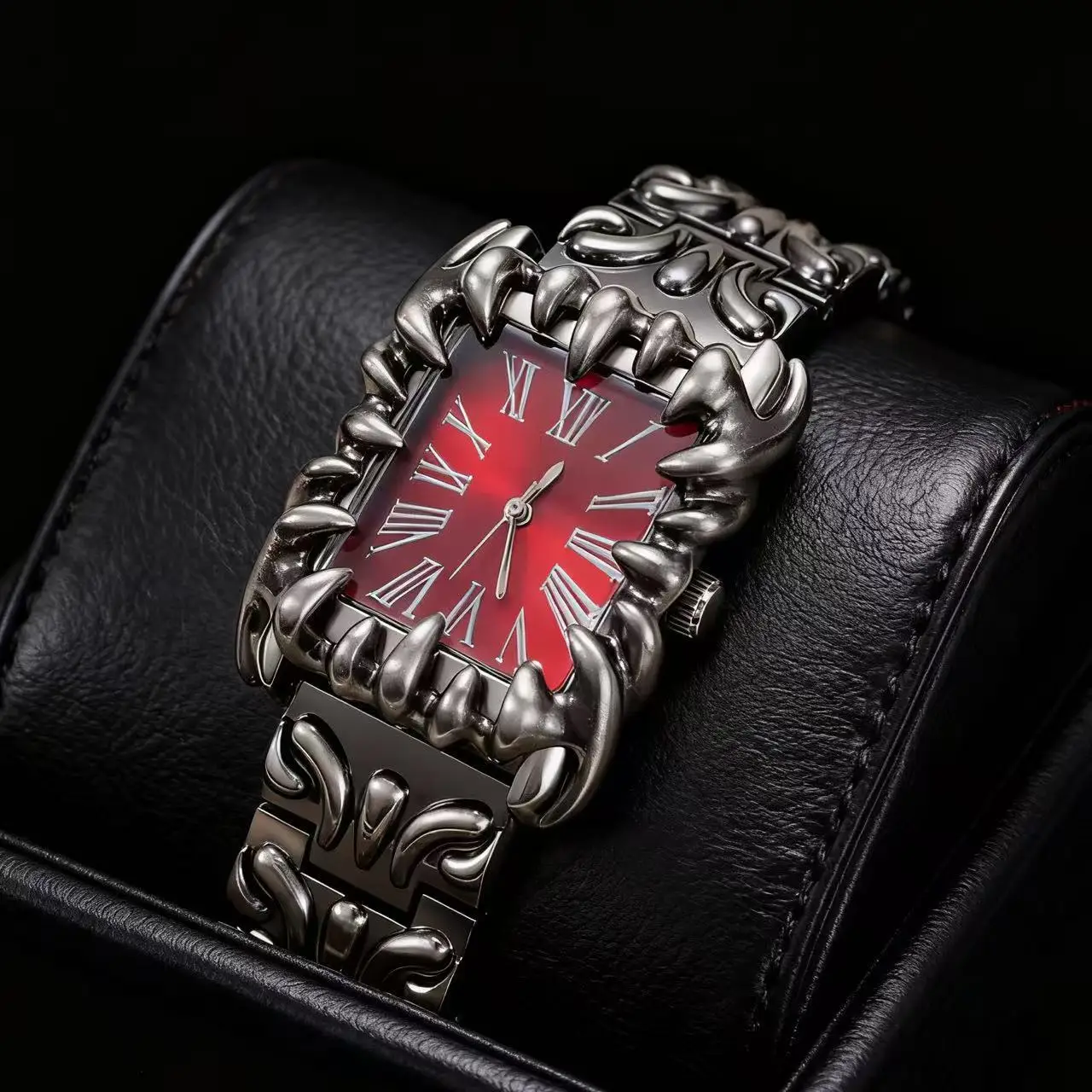 Stylish Men’s Y2K Quartz Watch Black Retro Fashion Irregular Dial Trendy Wristwatch Roman Number Minimalism Watch for Male