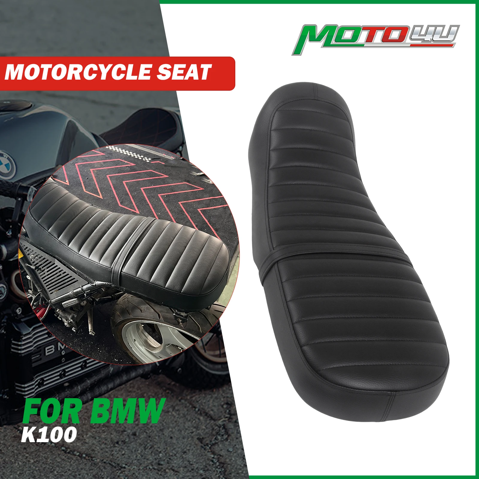 67cm Retro Motorcycle Cafe Racer Vintage Customized Cushion Seat Saddle Lychee Peel Texture For BMW K100