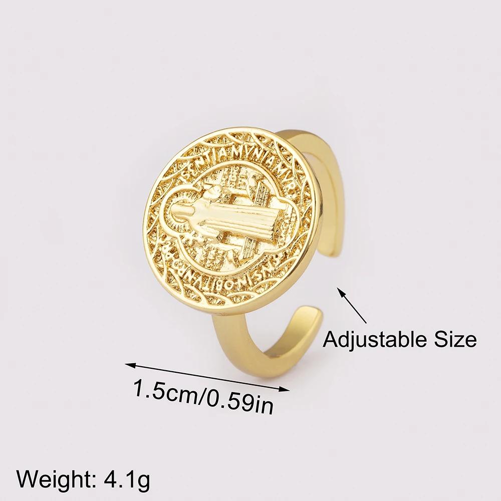 Nidin High Quality Religious Virgin Mary Round/Oval/Heart Shape Ring Adjustable For Women Men Vintage Finger Jewelry Accessories