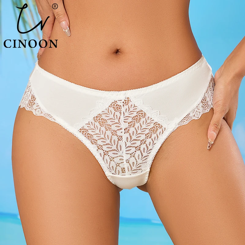 CINOON Damen-Slip mit mehrfarbiger Blumenspitze, weich, bequem, dehnbar, intime Unterwäsche, modisch, atmungsaktiv, für den Alltag und für den Intimbereich