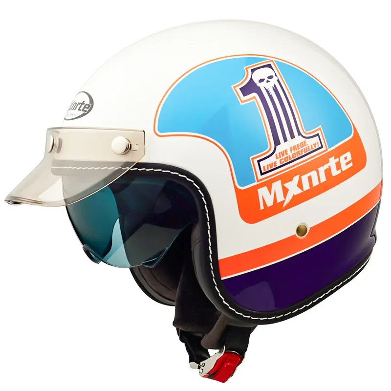 Motorcycle Helmets with Lenses, Half Helmets, Men's and Women's Motorcycle Helmets in 11 Colors Original Mxnrte Brand