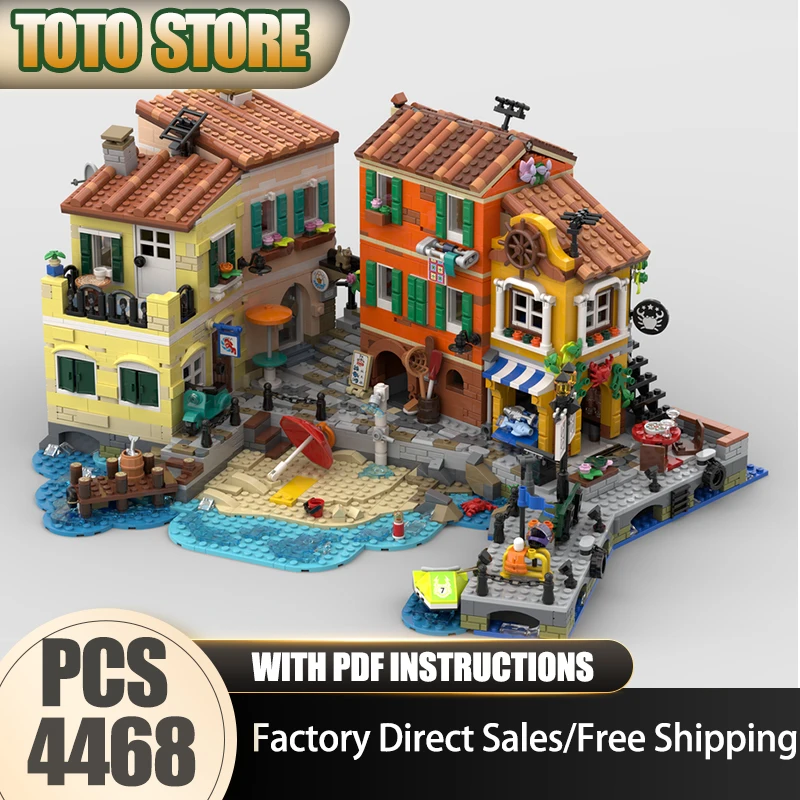 

Modular City Building Model Moc Building Bricks Italian Harbor Island Technology Modular Block Toys DIY Assembly Christmas Gifts