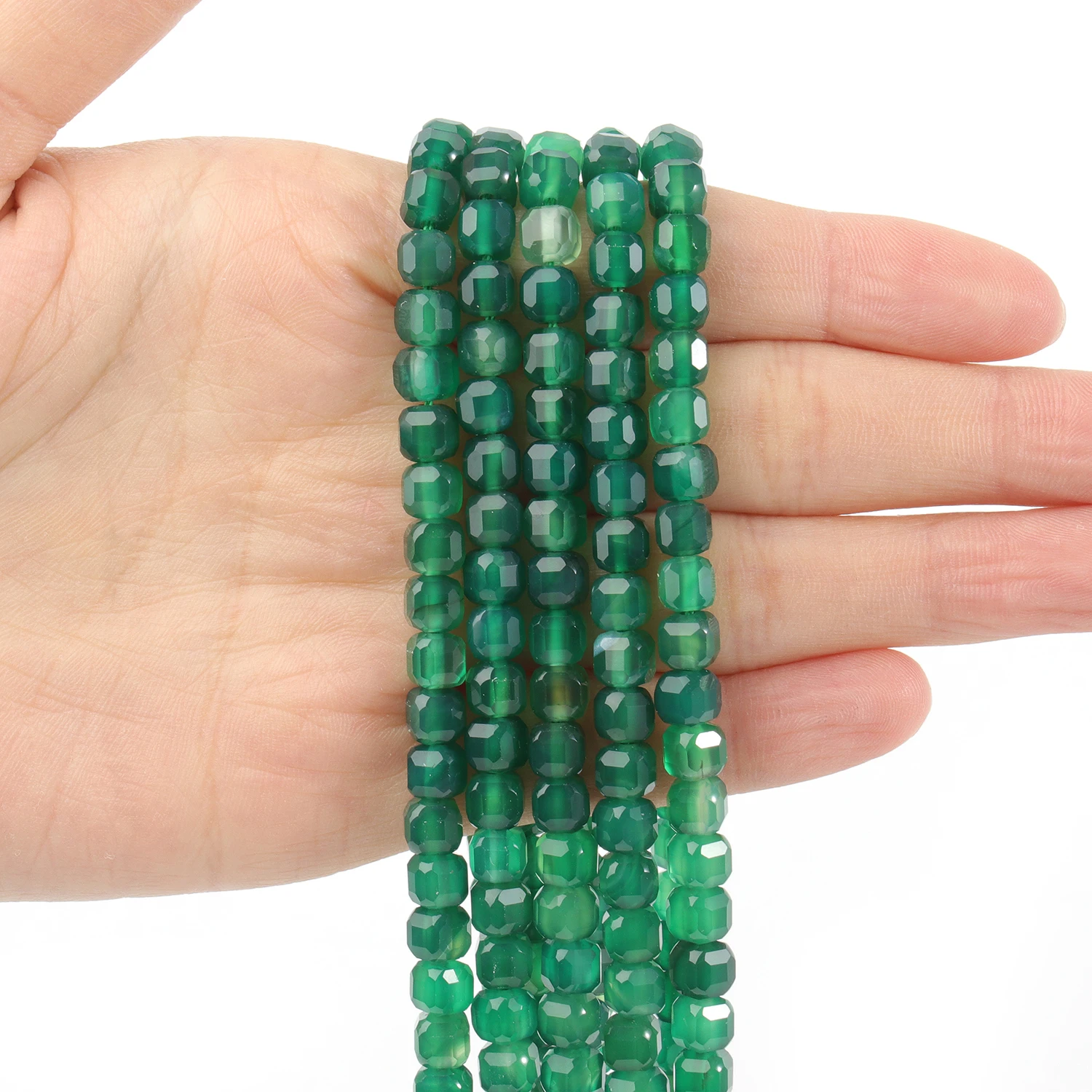 Natural Green Agate Faceted 5mm Square Cube Shape Beads for Jewelry Making Diy Bracelet Necklace Beading Accessories