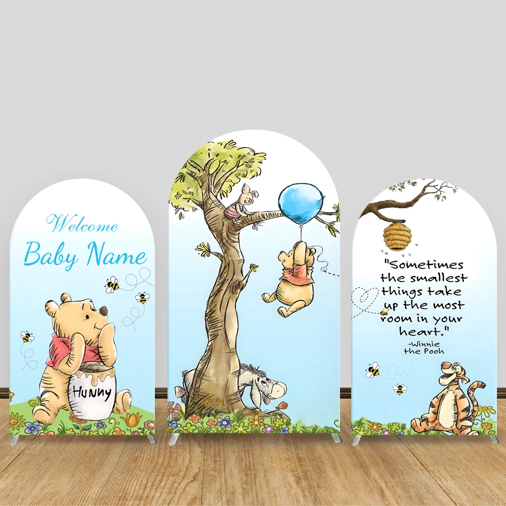 

Winnie The Pooh Arch Backdrop Cover Custom Name Baby Shower Kids Birthday Photograph Background Party Decoration Photo Props