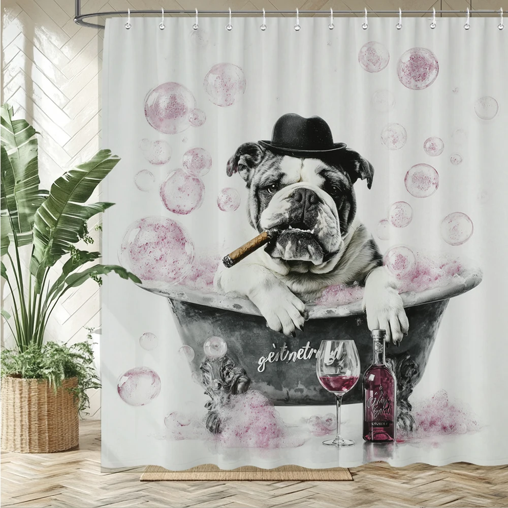 

Funny Creative Lovely bathing dog Shower Curtain 3D Printed Bathroom Curtains Waterproof Fabric Decor Bathtub Screen