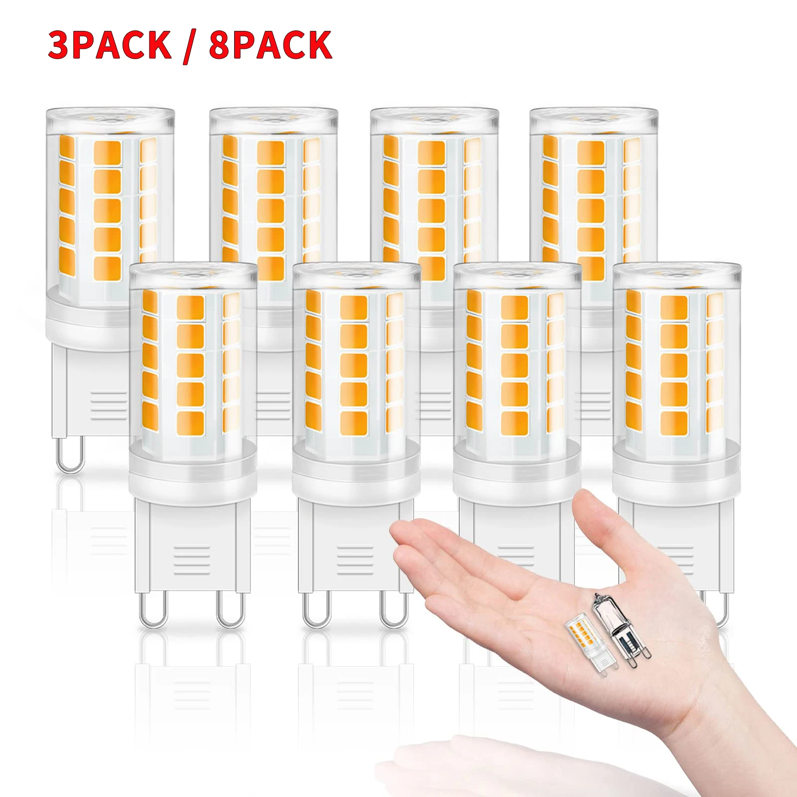 G9 LED Bulbs 3W 220V 2700K Warm White No-Flicker LED Lamp 33W Halogen Bulb Equivalent Chandelier Pendant Corn Light Bulbs 360LM