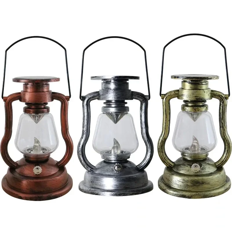 LED Solar Light Retro Kerosene Lamp Solar Powered Candle Hanging Light Outdoor Portable Lantern Light Courtyard Garden Decor