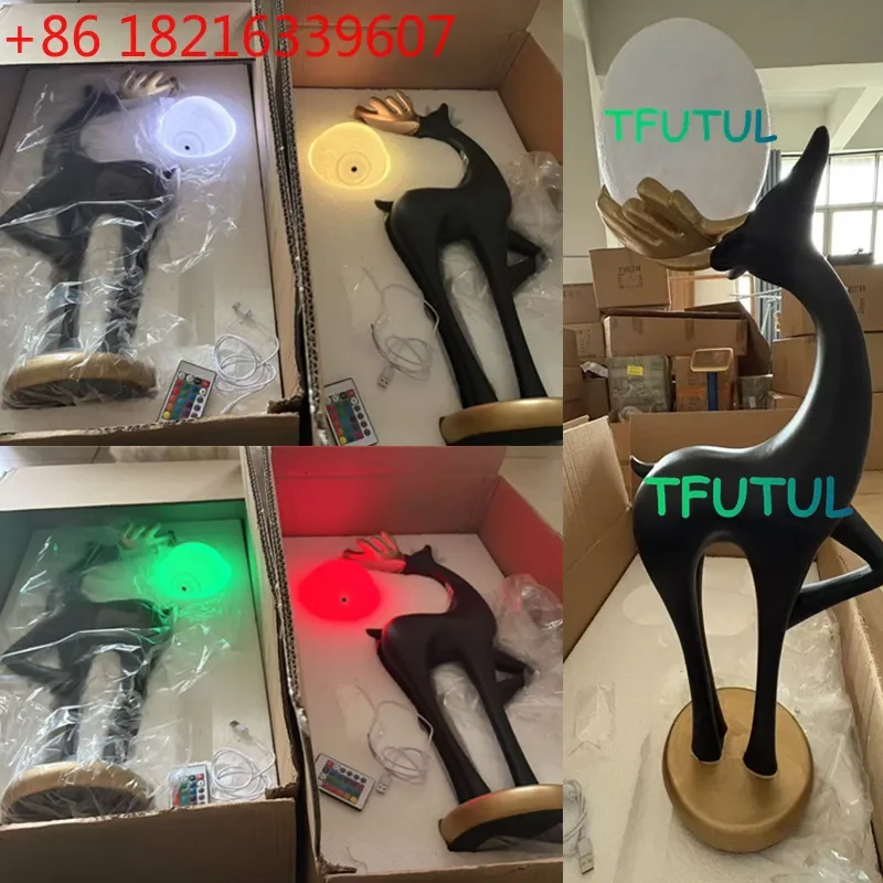 YAO Artistic Deer Led Floor Lamps Decorative Piece Living Room Sofa Side TV Cabinet Decorative Ambient Lighting Housewarming Gif