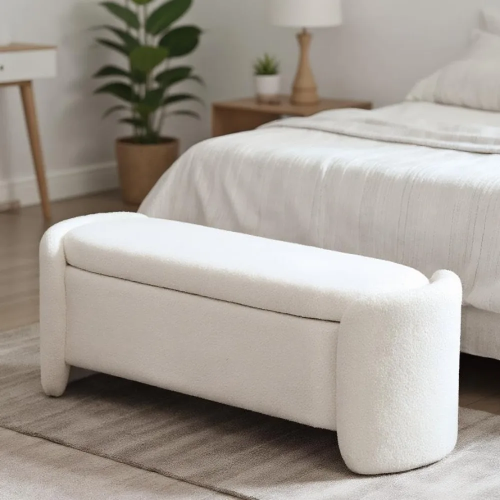 Banco otomano estofado de 50" de largura para entrada e quarto