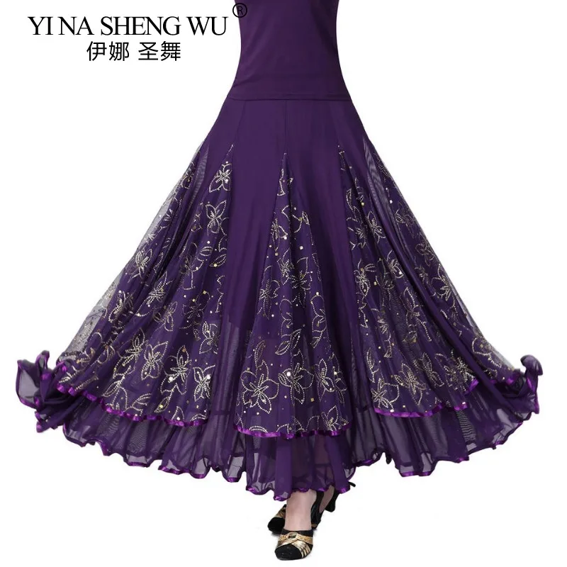 볼룸 댄스 모던 댄스 연습 스커트 여성 스팽글 대형 스윙 스커트 스퀘어 댄스 댄스 롱 스커트 퍼포먼스 댄스 스커트