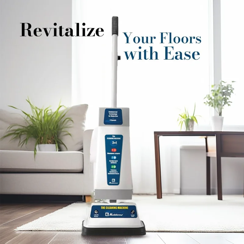 เครื่องทําความสะอาดแชมพูและขัดเงา Koblenz, เครื่องทําความสะอาดพื้นพร้อมมอเตอร์ 1100 รอบต่อนาที, สายไฟ 5', ถัง 120 ออนซ์, การตั้งค่าความเร็ว 2 ระดับ