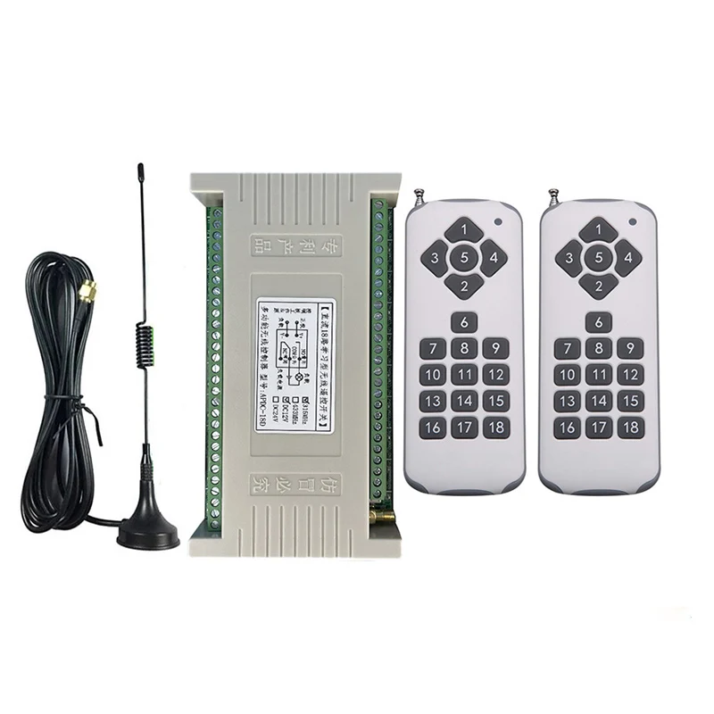 433MHz DC12V 24V18CH RF Wireless Remote Control Switch Radio Receiver With 1000M Long Distance Remote controller Suckers antenna
