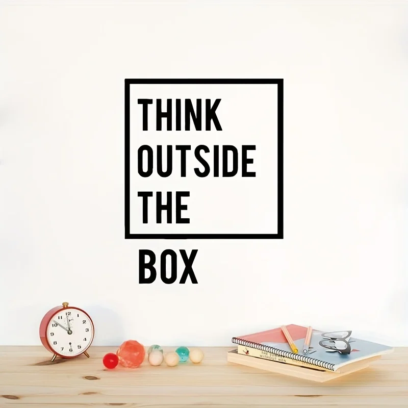 

1pc Inspirational Creative Thinking Wall Decals Think Outside The Box Vinyl Sticker For Office And Home Decor