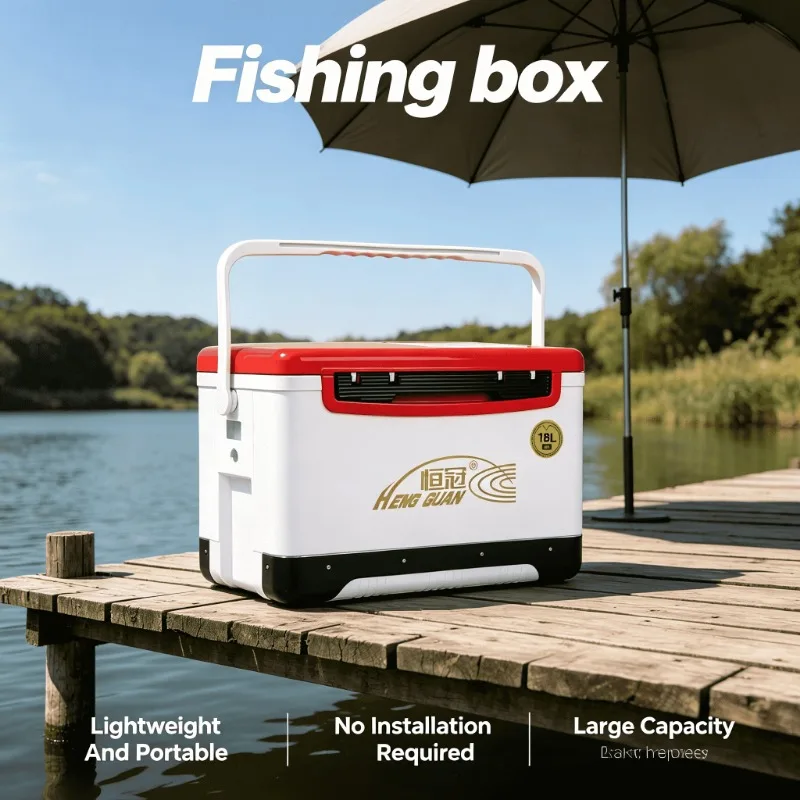 Nevera Portátil de 18L con Asiento y Almacenamiento Multifuncional, Caja Refrigeradora Aislada para Pesca, Equipo de Pesca