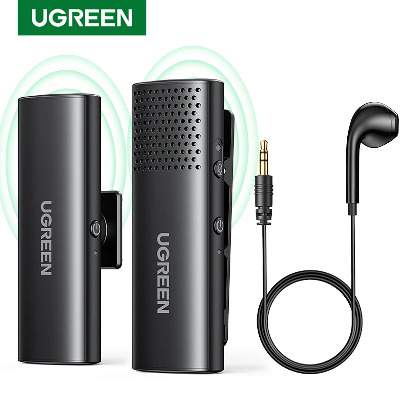 

UGREEN Wireless Microphone Lavalier Omni Condenser Mic Noise Reduction Bluetooth 5.3 Mic for Camera Video Recording Live Stream