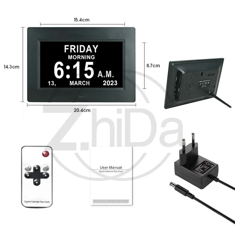 7 Inch HD Digital Photo Frame, Large Font Calendar Alarm Clock For Elderly, Single‑machine Advertising Display Desktop Time