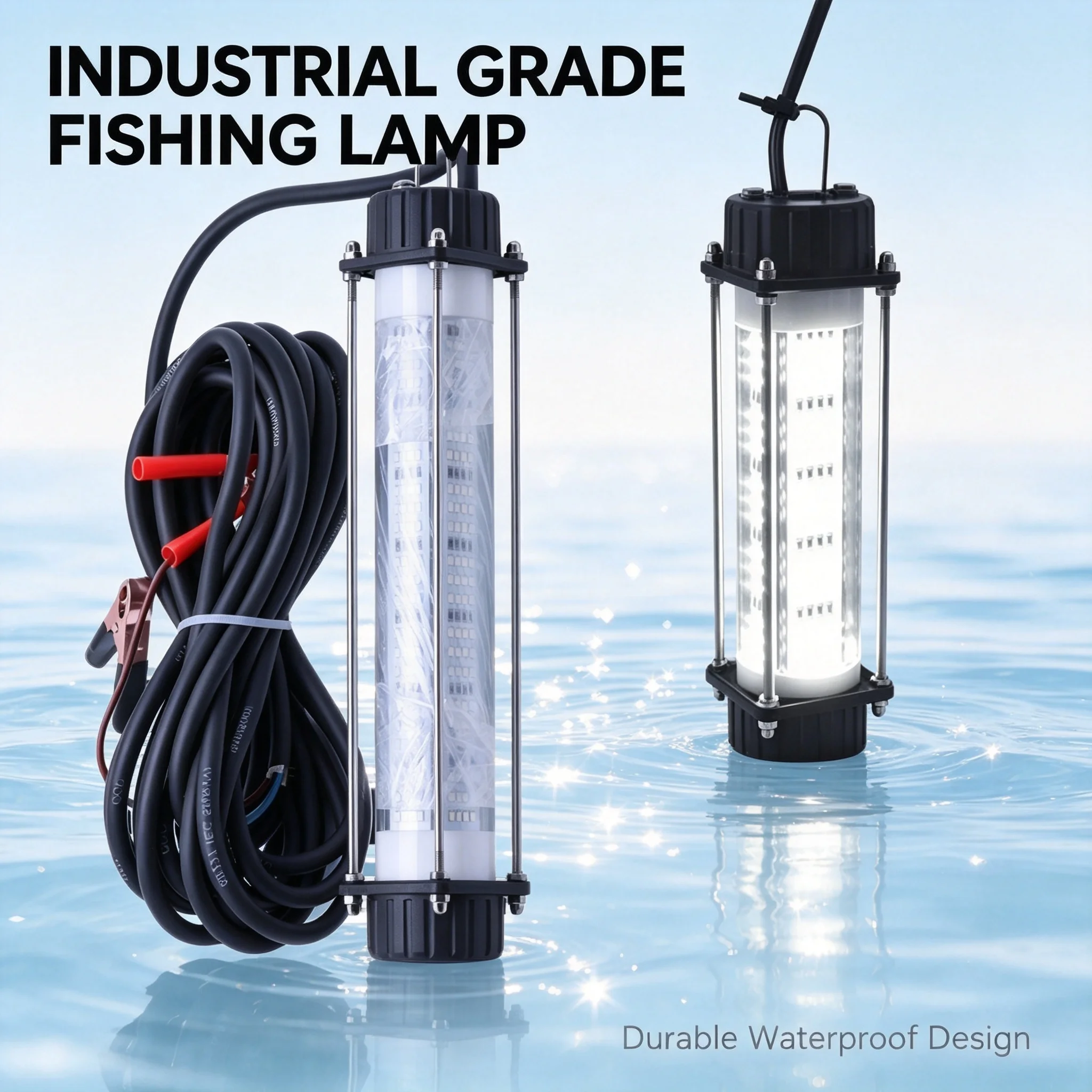 120W 180W Unterwasser-Angelleuchte LED Tauchlampe zur Fischlockung 12V Tiefsee-Nachtangel-Köderlicht mit Clips – Detail 9