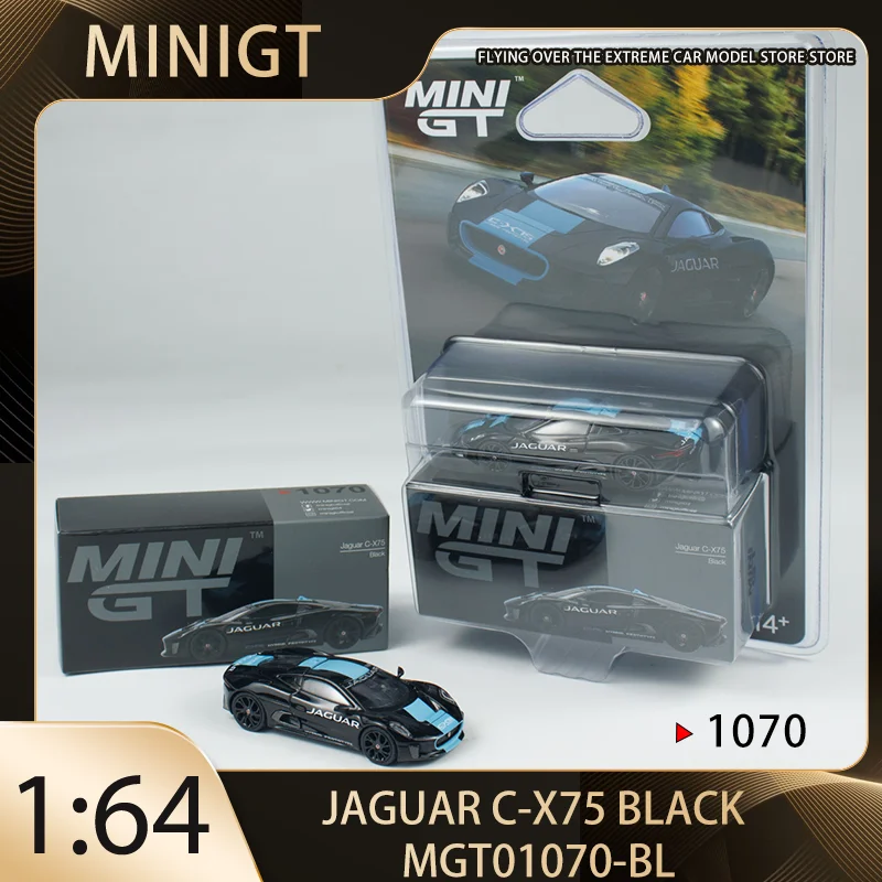 

MINIGT 1:64 MGT01070-BL Jaguar C-X75 Черный Премиум литая под давлением модель автомобиля игрушки Коллекционная демонстрационная деталь, доставка сейчас