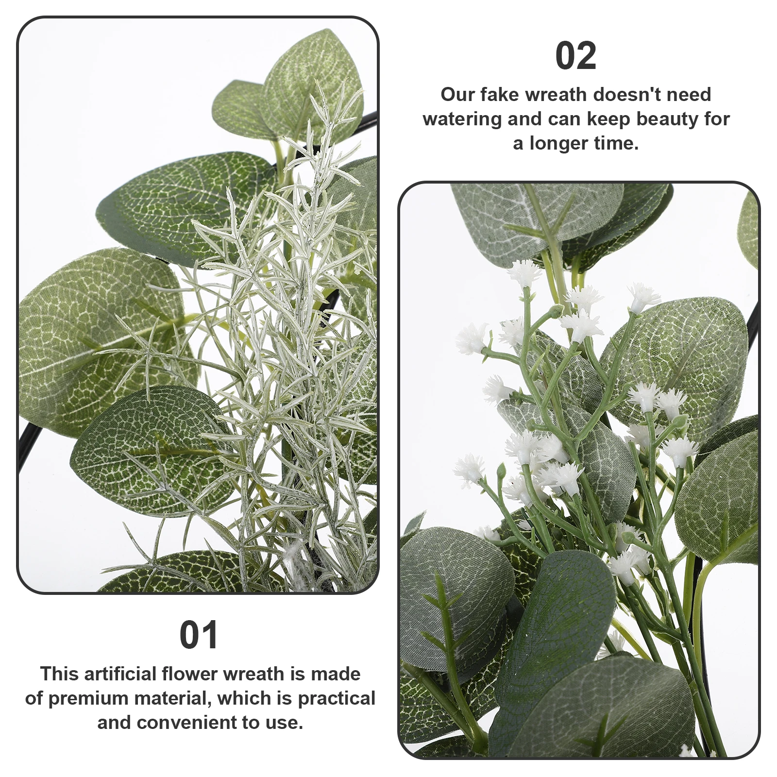 

Artificial Flower Wreath Wall Hanging Decorative Cotton Fake Leaf Garland Door Ornament For Party Festival Home Decoration Front