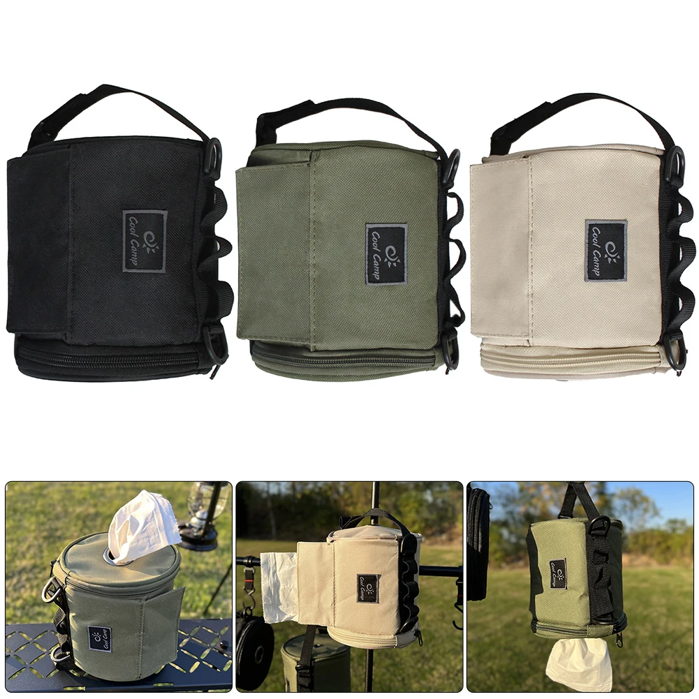 Portable Outdoor Camping Tissue Case with Hook Hanging Napkin Holder Toilet Paper Storage Box for Outdoor Camping Hiking