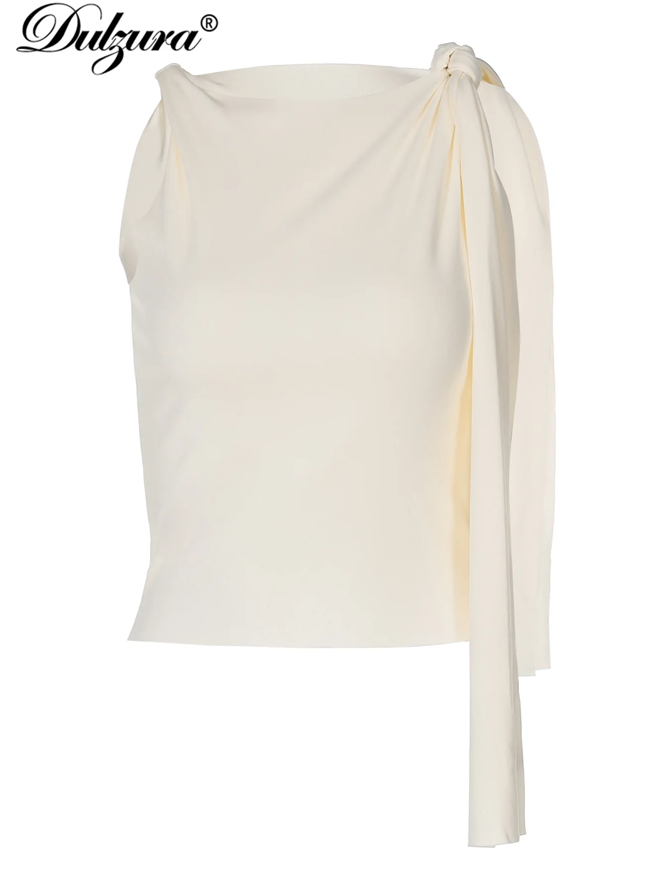 Dulzura New Irregular Bandage Crop Top Sleeveless Solid Tops Tank Y2K Women Clothes Sexy Party Club Streetwear Drop Shipping image 6