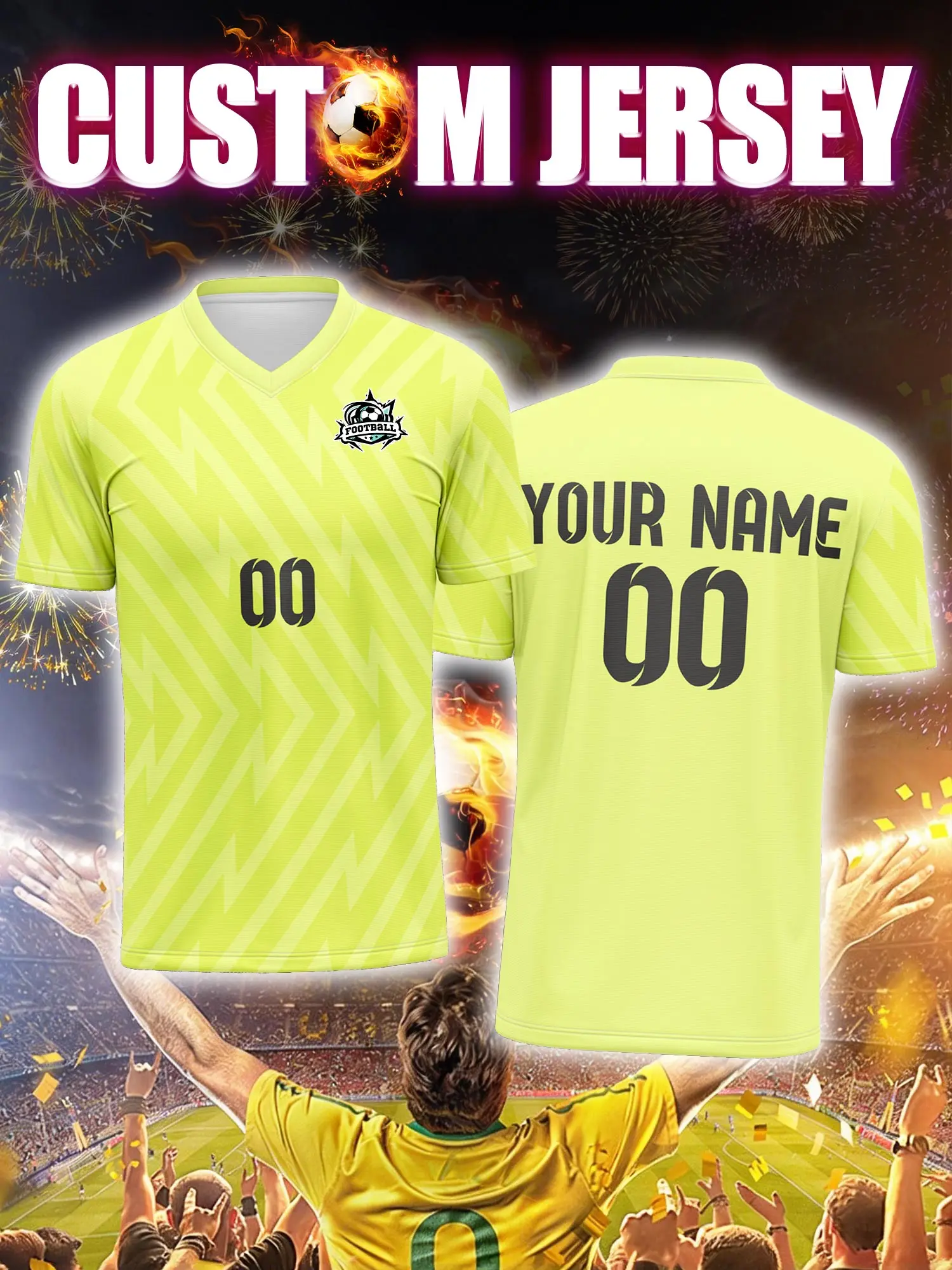 

Футбольная форма на заказ с индивидуальным изображением, номером и именем, быстрая доставка, онлайн-сервис для создания индивидуального дизайна.