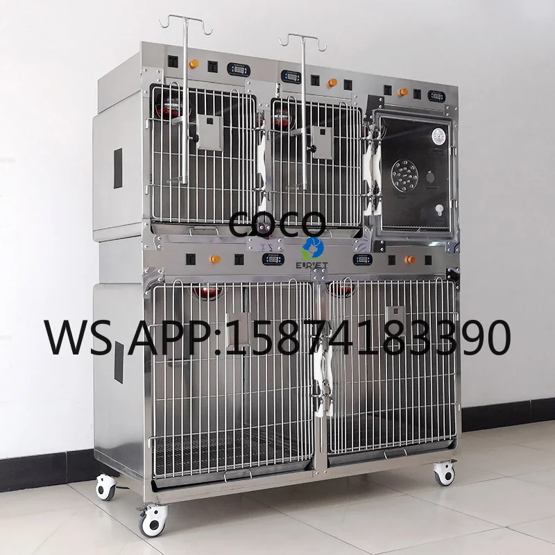 EUR VET Veterinary Equipment Stainless Steel Dog Cage 5 Doors Temperature Control Beautiful Design