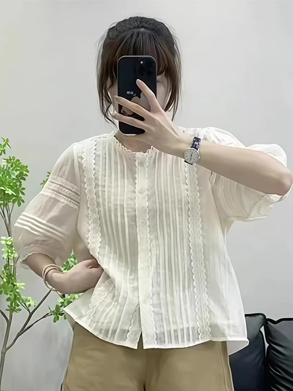 

Женский топ с вышитым кружевом ort Sve irt, лето 2023, новый высококачественный топ с пузырьками небольшого размера