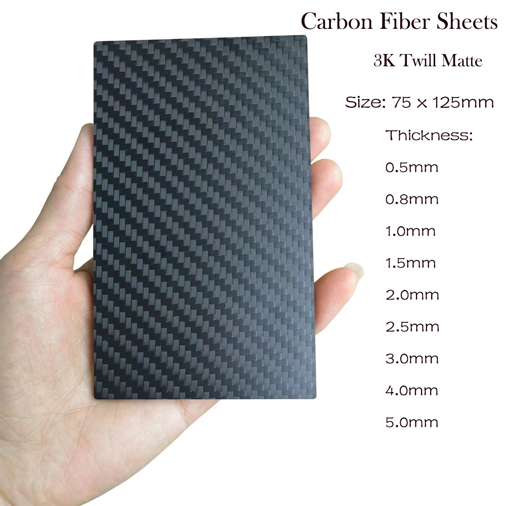 

75x125mm 3K Carbon Fiber Board Light High Strength Composite Material Thickness 0.5MM-5.0MM Carbon Fiber Panel Modeling