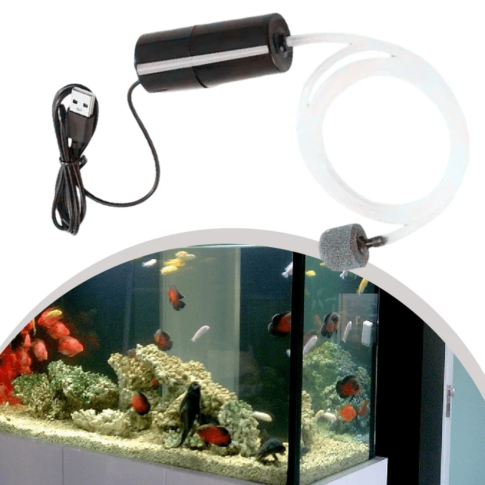 Indoor Aquarium 1m Black Aquarium Oxygen Pump Oxygen Supply For Seafood Transportation Fishbowl Oxygen Supply 5V 1A Power Supply