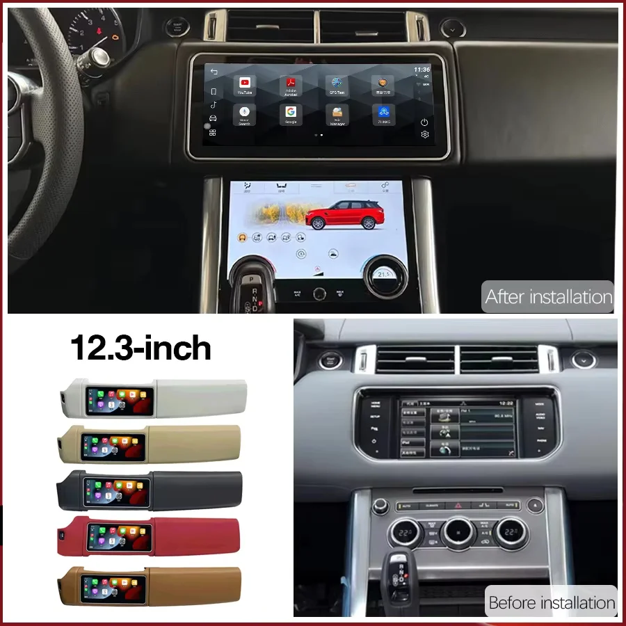 12.3 inch multimedia player For Land Rover Range Rover Sport L494 2013-2017 Carplay Android AC Panel button glass lift control