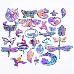 Multistyle Rainbow Animal Charms Snake Dragonfly Butterfly Charm Pendants For Jewelry Making Bulk Metal Stainless Steel Charms