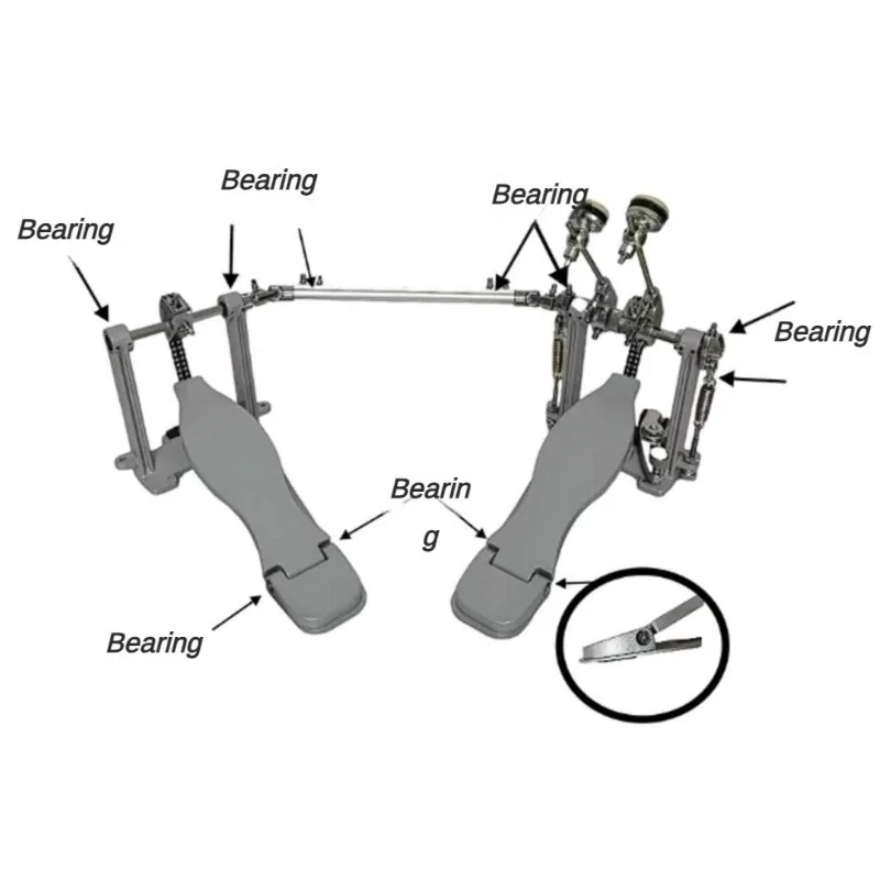 Drum Pedal Double Step Hammer Chain Drive Foot Stepping Hammer Bottom Folding Adjustable Musical Instruments Accessories