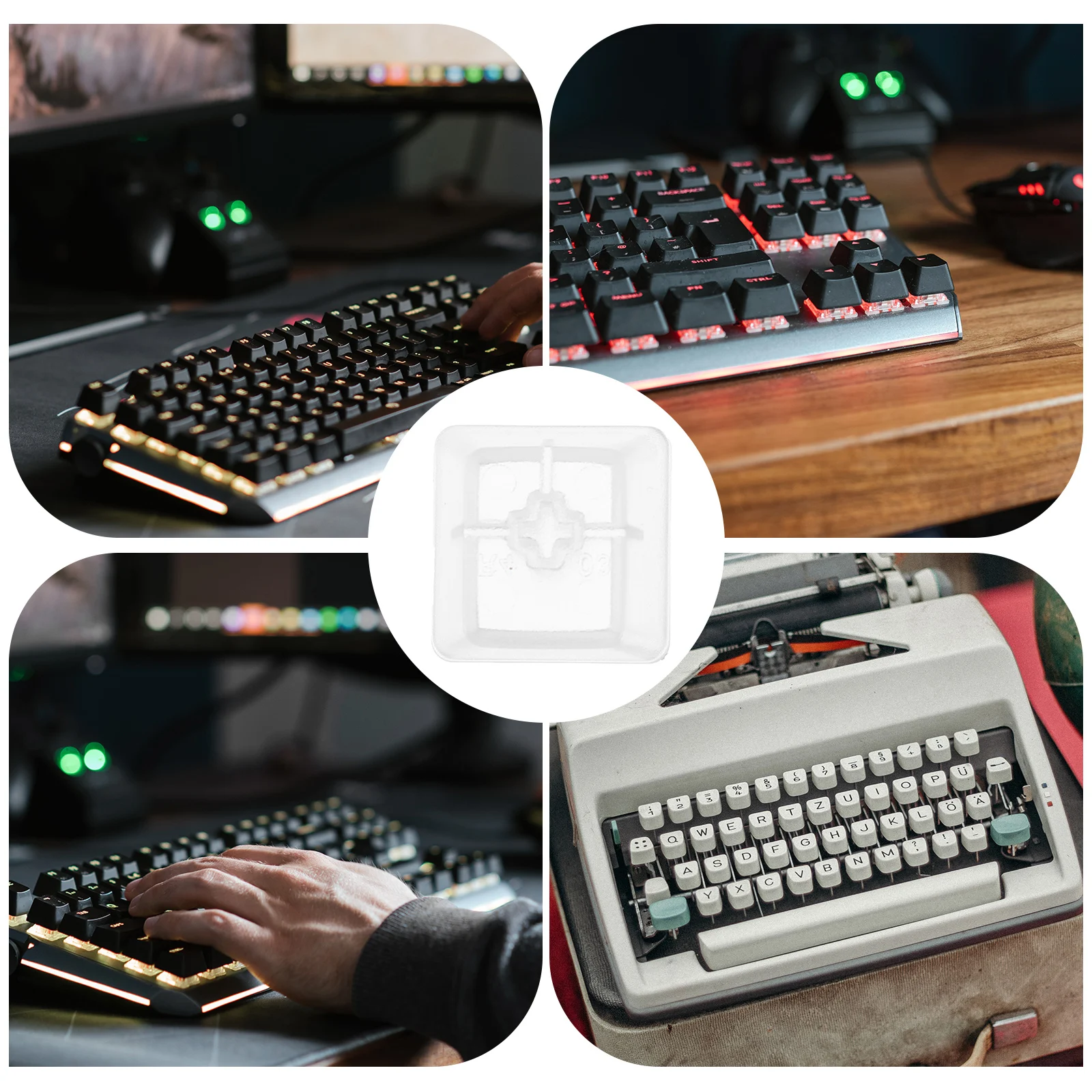 

10 Pcs Transparent Keycaps R4 White Cross Light Keyboard Keys Computer Key Covers Plastic Caps for Gaming Accessories