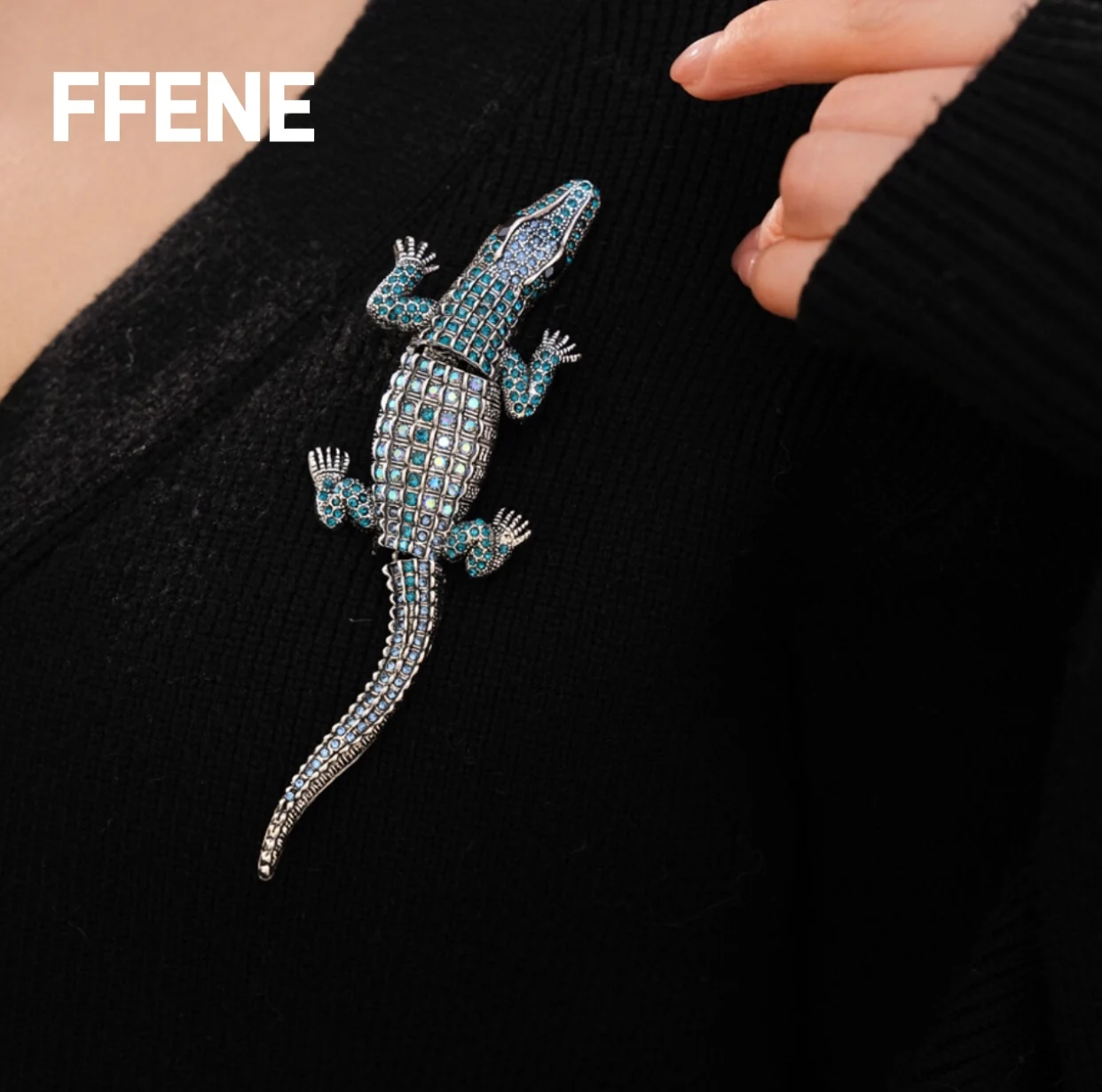 

Medieval retro diamond crocodile brooch high-end sense brooch temperament accessories women's clothing accessories wholesale