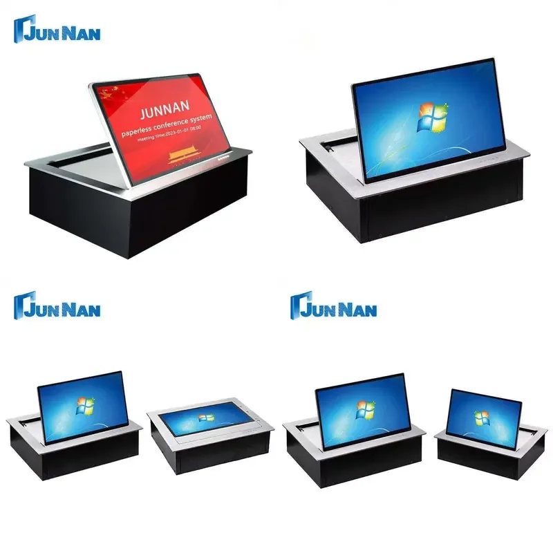 New Design Touch Screen Ultra-Thin Motorized Flip up LCD Lift Hidden Desk Lift Stands for Conference Room