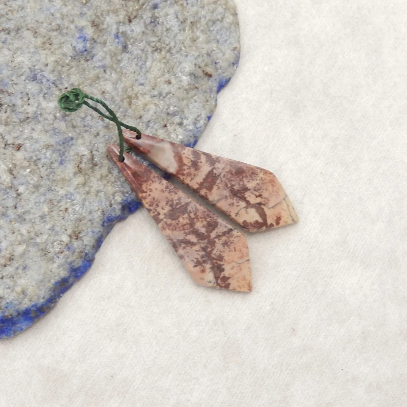 Chohua Jasper Arrowhead أقراط الأحجار الكريمة الطبيعية متعددة الألوان مع مدخلات البني والبيج زوج المجوهرات الحرفية 40x14x4mm-5g #4