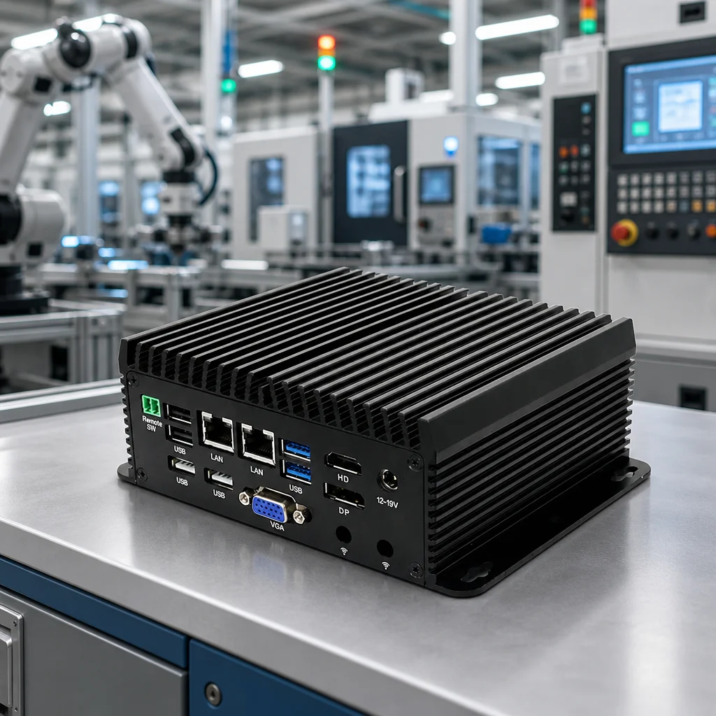 Machine Vision Mini PC Fanless, i5-8250U i7-8550U Industrial Computer 4 USB 2 LAN GPIO 8GB 128GB SSD