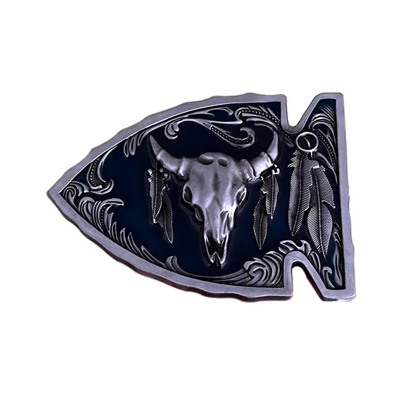Zinc alloy bull head bone arrow cap buckle for Western cowboys