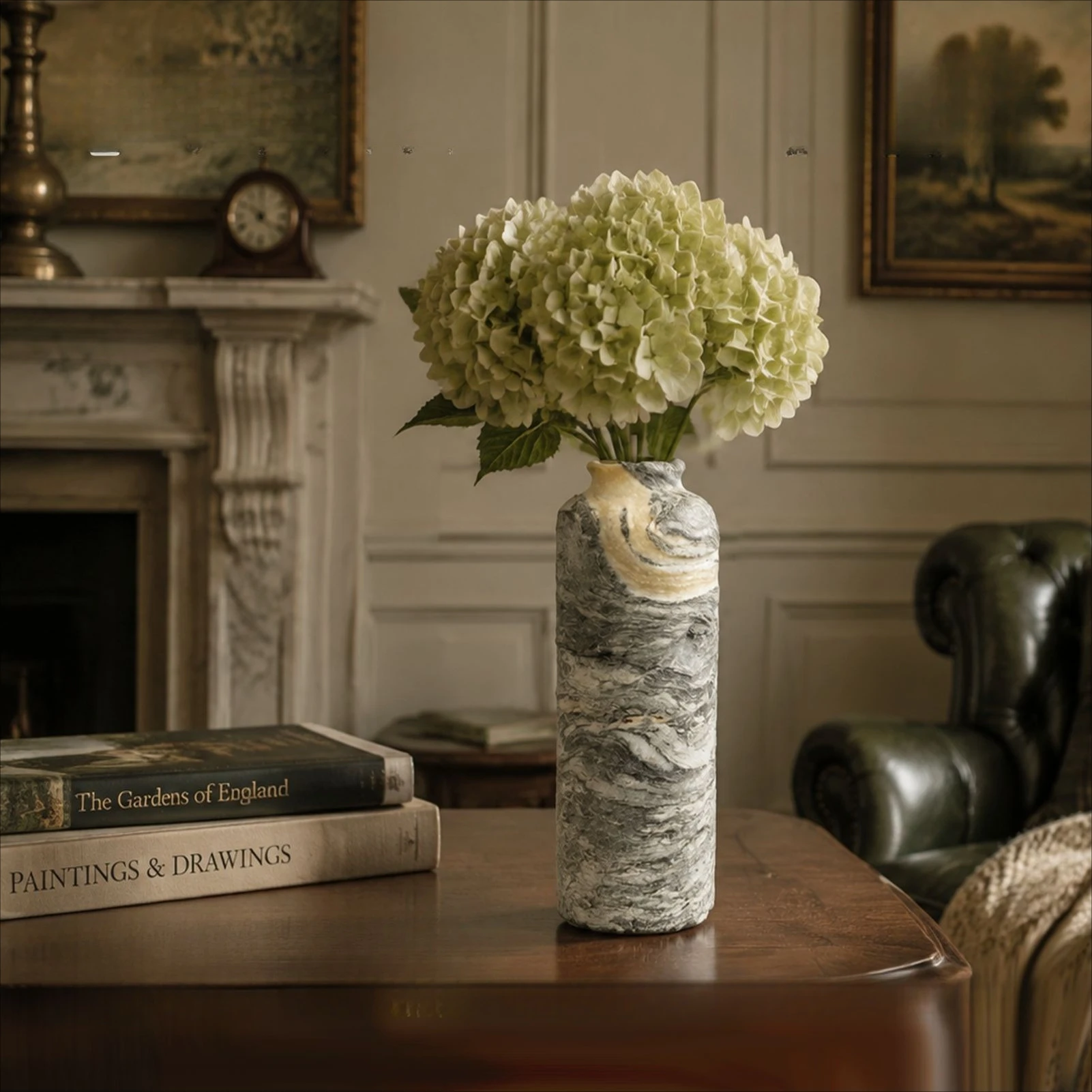 DSA light luxury marble vase, living room coffee table entrance ornament, high-end soft flower utensils, accompanying gifts