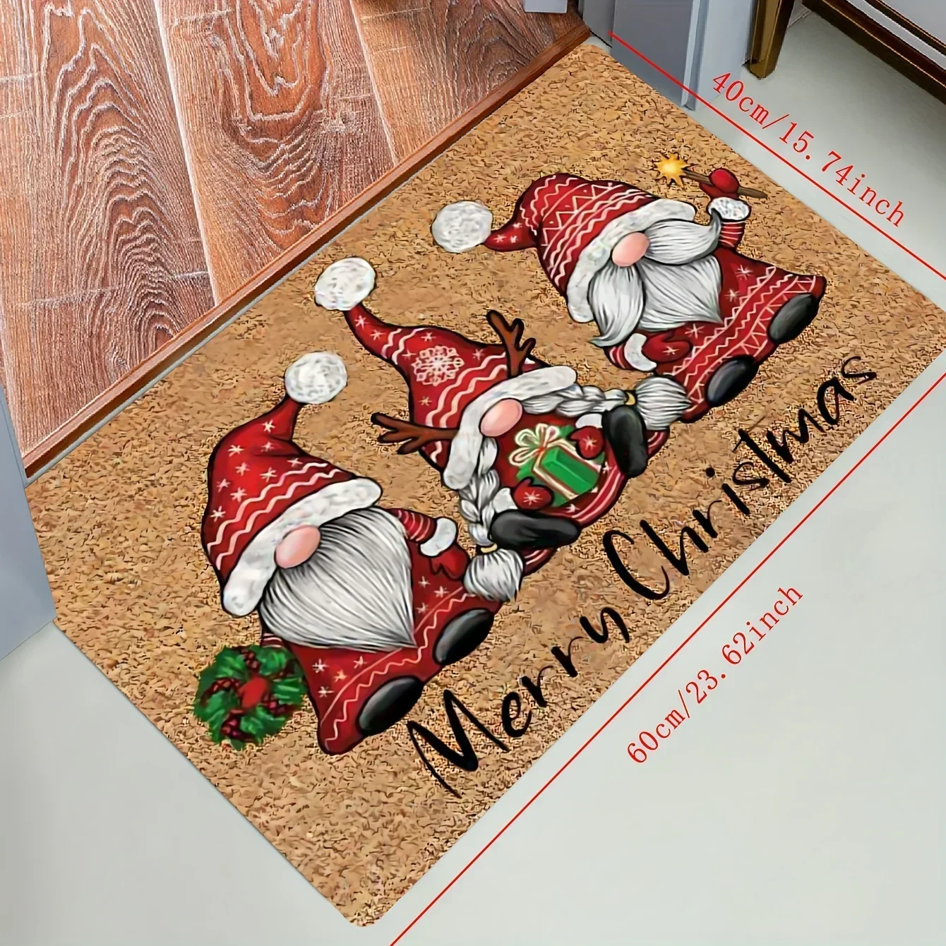 

Christmas Gnome Welcome Mat Easy To Clean Door Mat for Indoor and Outdoor Use, Holiday Decoration for Home Entrance